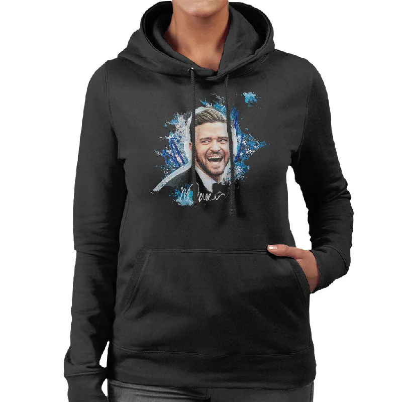 Sidney Maurer Original Portrait Of Justin Timberlake Women's Hooded Sweatshirt Hoodie with Double Zipper Versatile Adjustable