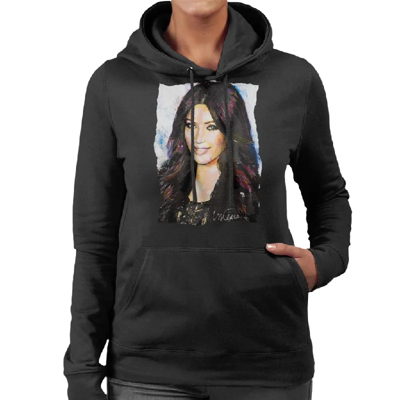 Sidney Maurer Original Portrait Of Kim Kardashian Smiling Women's Hooded Sweatshirt Hoodie Sweatshirt Pullover