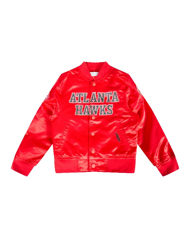 NBA ATLANTA HAWKS CLASSIC SATIN JACKET (RED) Tailored Jacket Straight Jacket A-Line Jacket