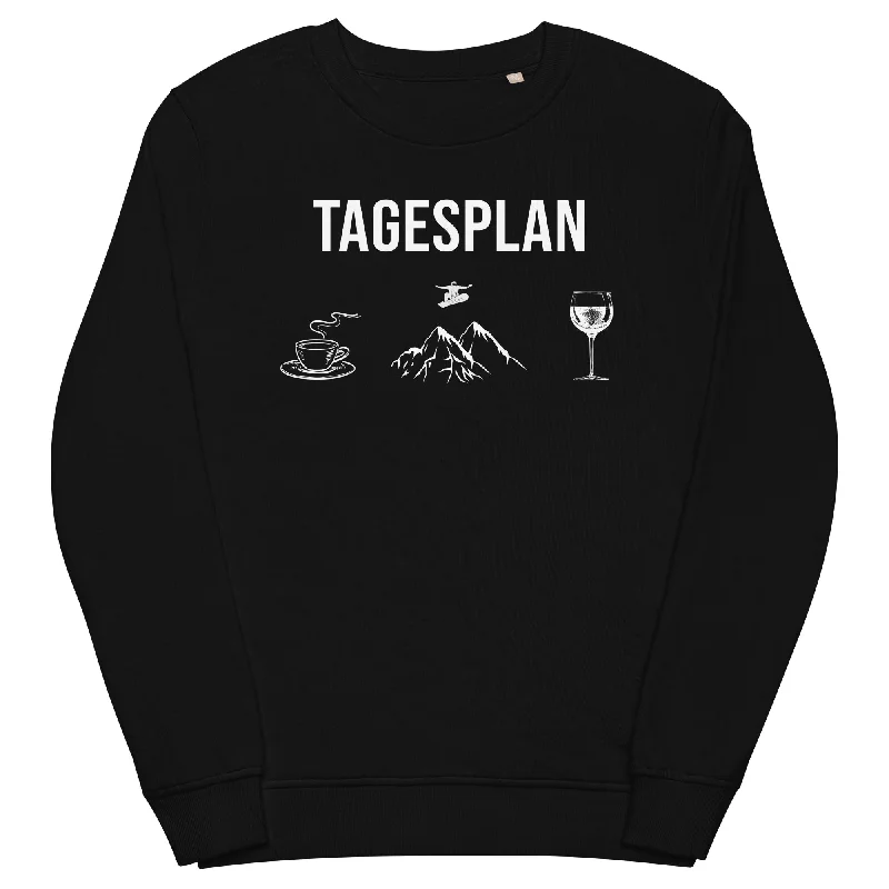 Tagesplan Kaffee, Snowboarden und Wein - Unisex Premium Organic Sweatshirt Hoodie with Raw Hem Edgy Unfinished