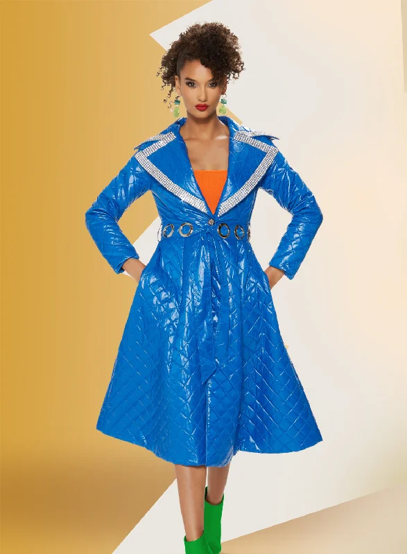 Love The Queen - 17504 - Faux Leather Grommet Belt Coat Dress with Rhinestones Blouse Shirt Tunic