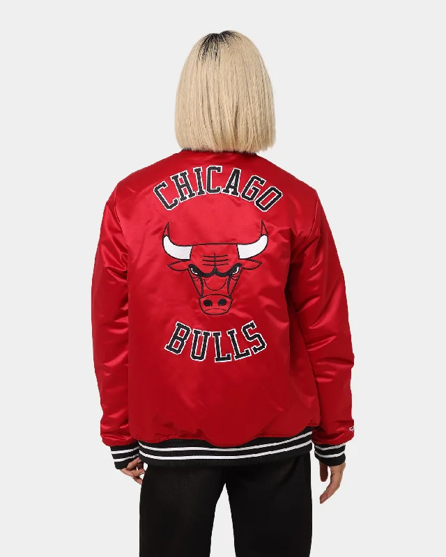 Mitchell & Ness Chicago Bulls Heavyweight Satin Jacket Scarlet Fitted Jacket Loose Jacket Oversized Jacket