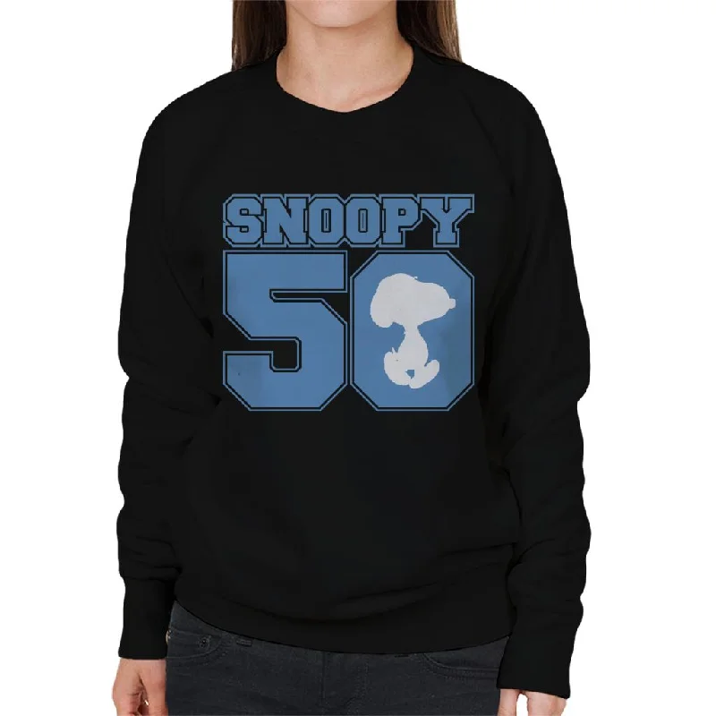 Peanuts Snoopy 50 Text Design Women's Sweatshirt Hoodie with Tied Waist Feminine Flattering