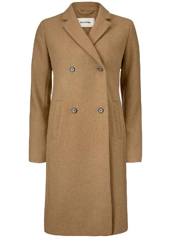 Odelia coat - Brown Sugar Asymmetrical Collar Hooded Zippered