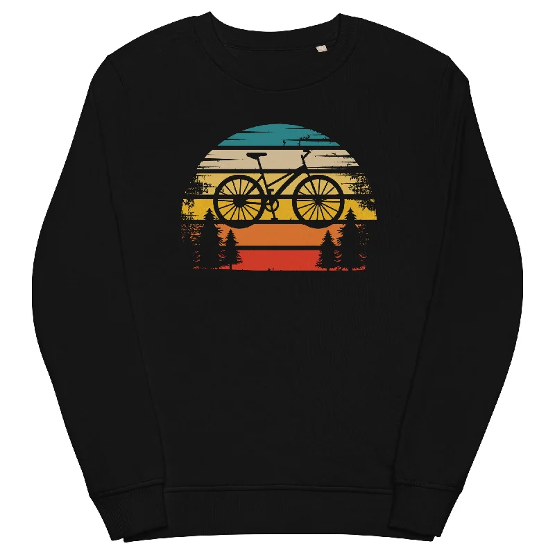 Retro Sonne und Fahrrad - Unisex Premium Organic Sweatshirt Hoodie with High-Low Hem Asymmetrical Trendy