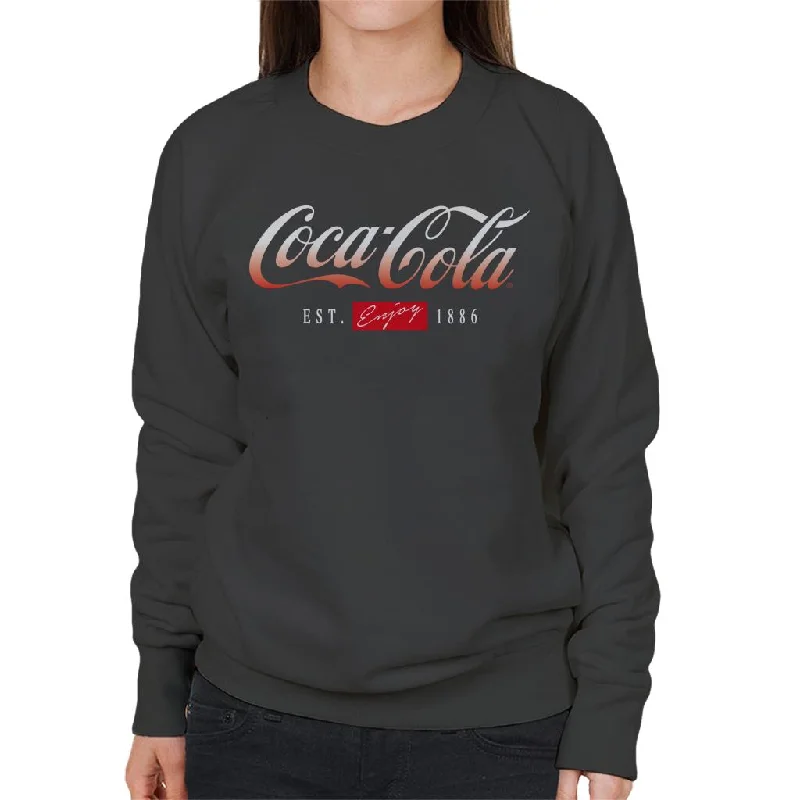 Coca Cola Gradient Logo Women's Sweatshirt Hoodie with Button Classic Timeless