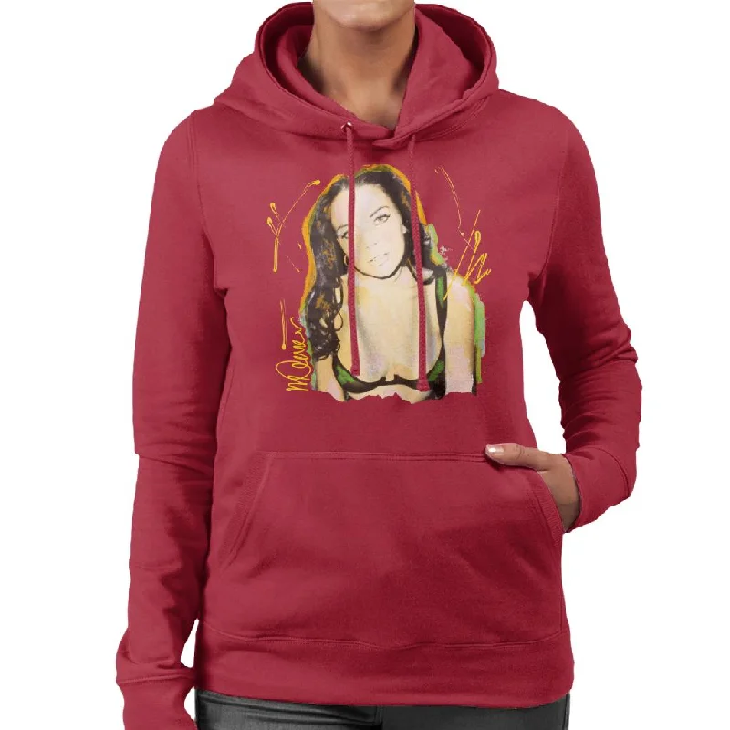 Sidney Maurer Original Portrait Of Lindsay Lohan Bra Women's Hooded Sweatshirt Hoodie with Elastic Cuffs Stretchable Comfortable