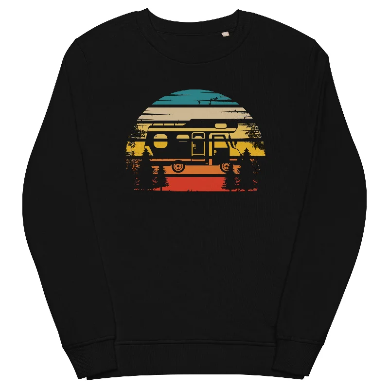 Retro Sonne und Camping - Unisex Premium Organic Sweatshirt Hoodie with Snap Buttons Easy Quick