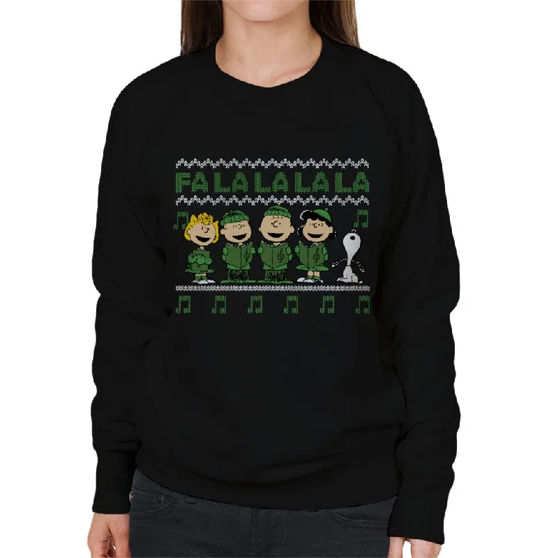 Peanuts Characters Singing A Christmas Carol Falalalala Women's Sweatshirt Hoodie with Tie-Dye Psychedelic Retro