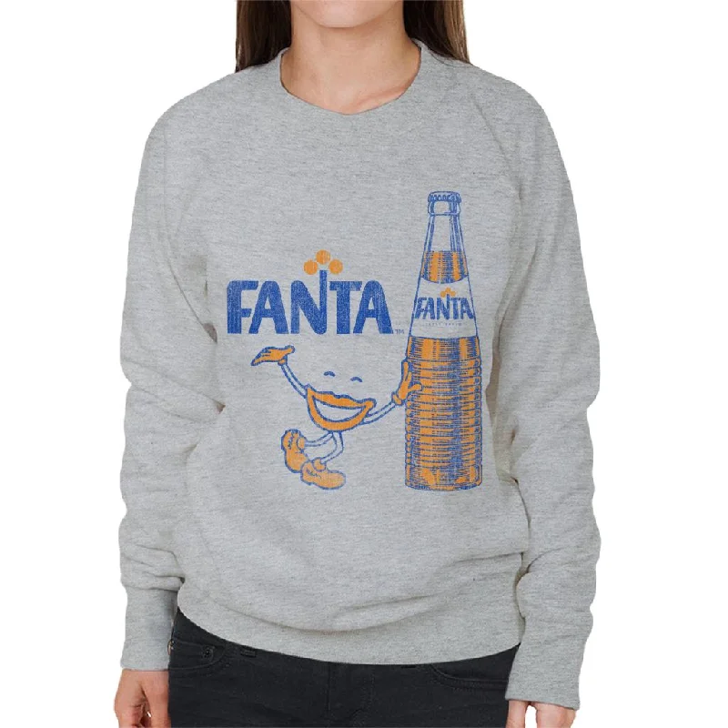 Fanta 1970s Retro Bottle Women's Sweatshirt Hoodie with Rolled Sleeves Casual Relaxed