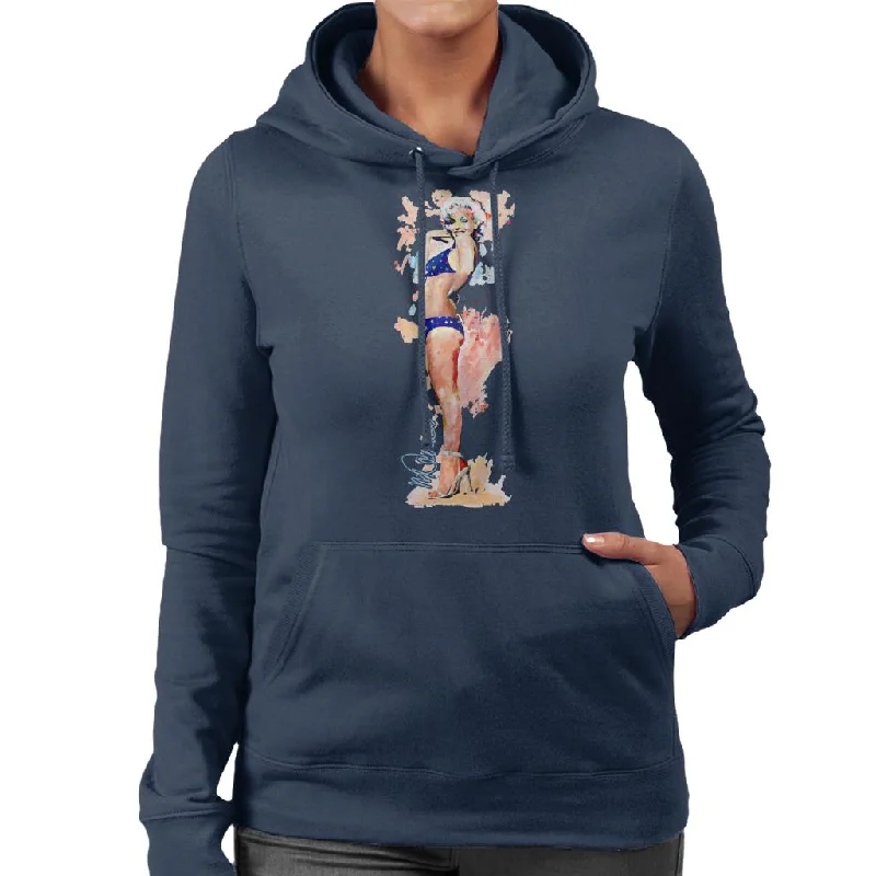 Sidney Maurer Original Portrait Of Marilyn Monroe Bikini Heels Women's Hooded Sweatshirt Hoodie with Monochrome Minimalist Simple