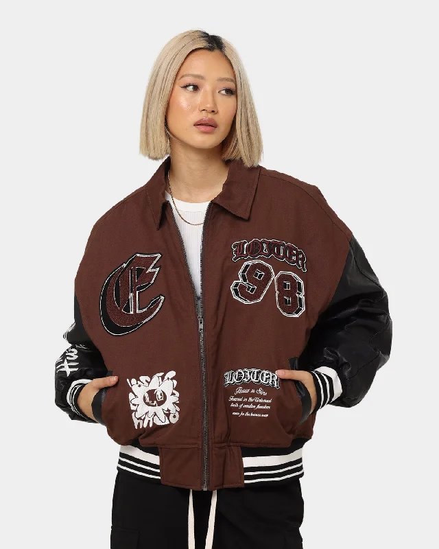 Loiter Ethereal Varsity Jacket Brown Lace Jacket Ribbed Jacket Sequined Jacket