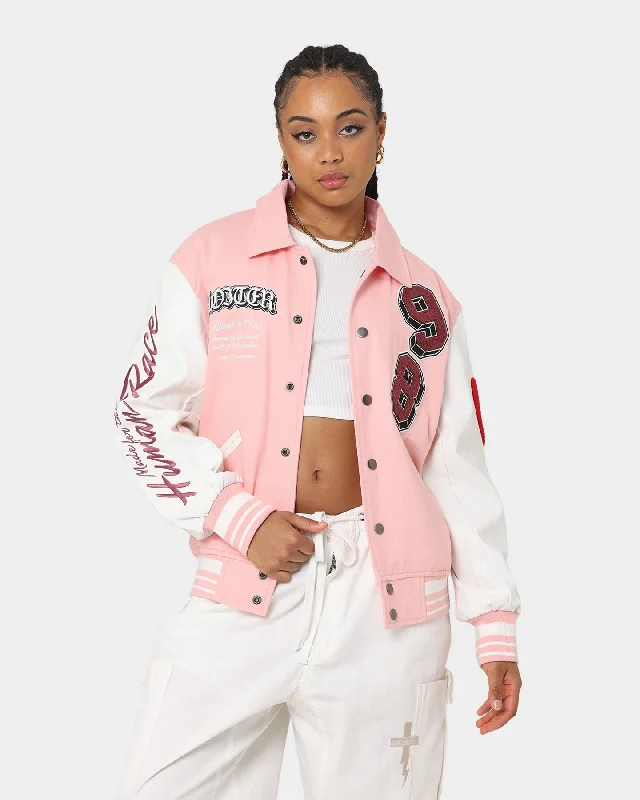 Loiter Human Varsity Jacket Pink Fleece Jacket Down Jacket Feather Jacket