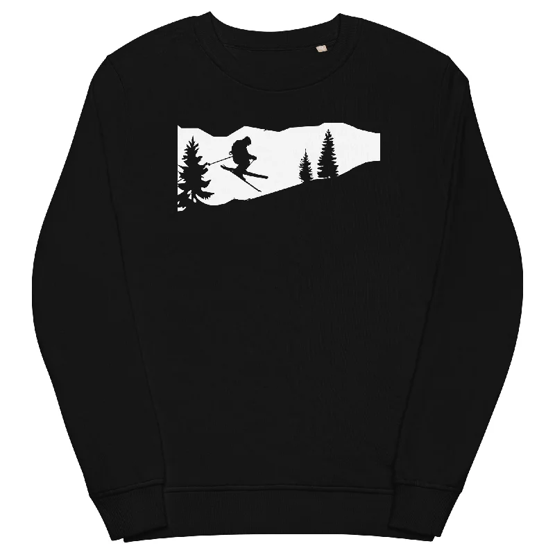 Skifahren - (51) - Unisex Premium Organic Sweatshirt Cotton Hoodie Fleece Lining Warmth