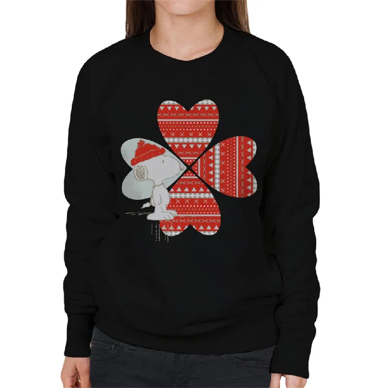 Peanuts Snoopy Red Hat Design Women's Sweatshirt Hoodie with Hem Frayed Vintage Worn