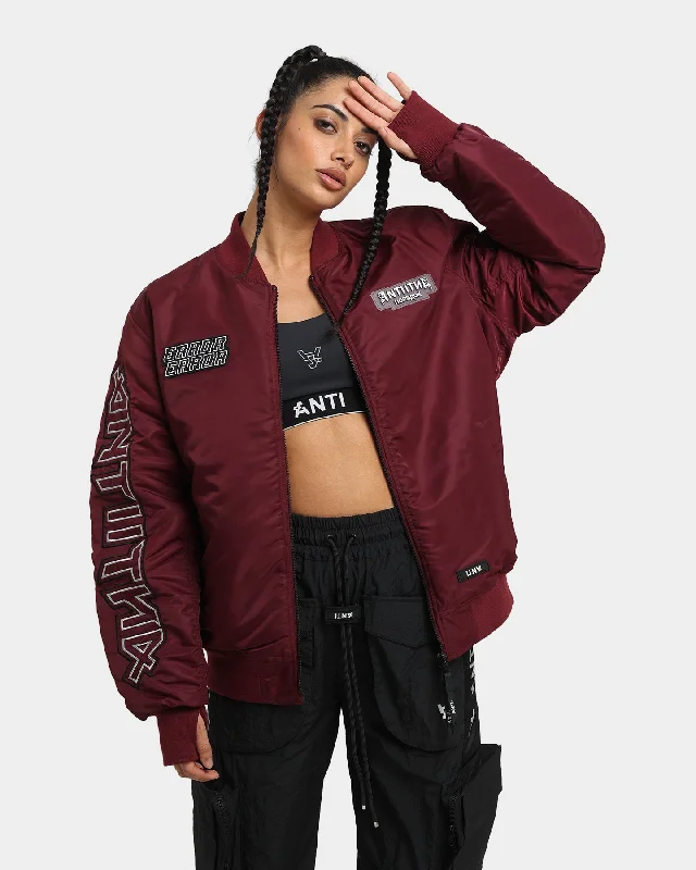 The Anti Order Oblivion Bomber Jacket Dark Burgundy Oversized Jacket Tailored Jacket Straight Jacket