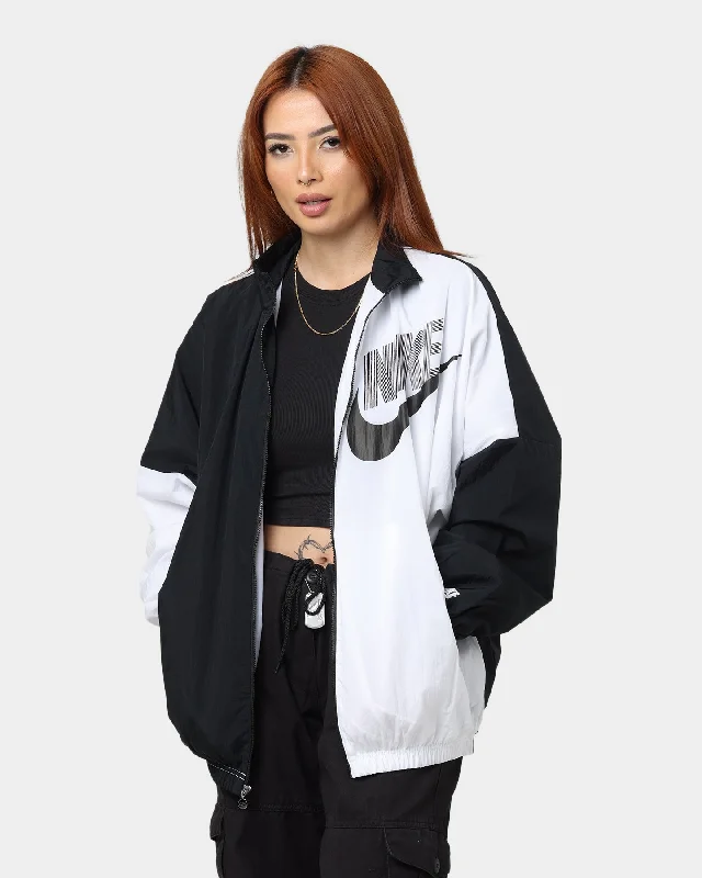 Nike Women's Sportswear Woven Dance Jacket Black/White Denim Jacket Leather Jacket Suede Jacket