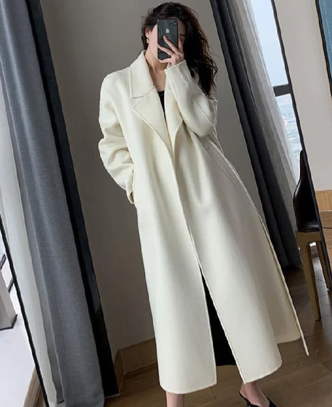 Wjczt Woolen Coat Women's Autumn and Winter High-grade Fashion Temperament Long Thick Woolen Coat Women Womens Winter Clothing 2022 Chenille Brocade Lace