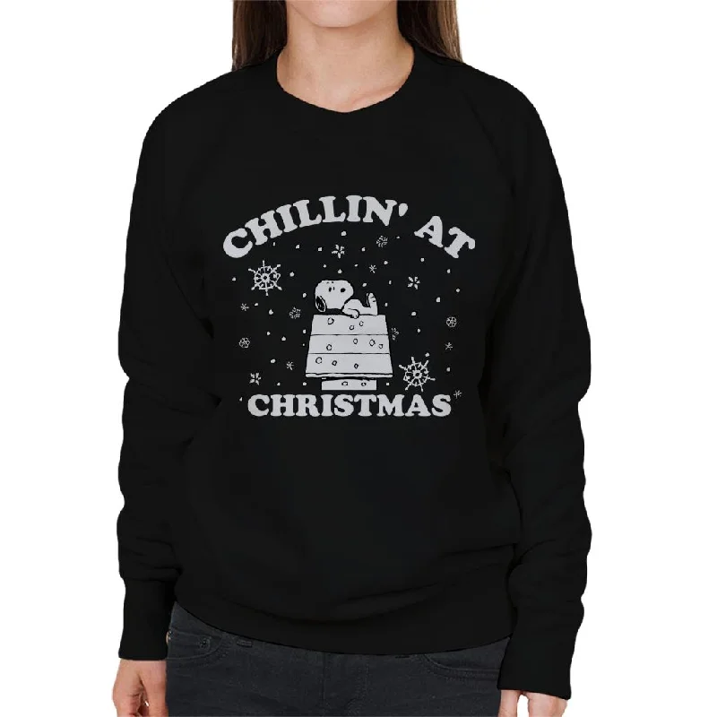 Peanuts Chillin At Christmas Snoopy Women's Sweatshirt Hoodie with Double Zipper Versatile Adjustable