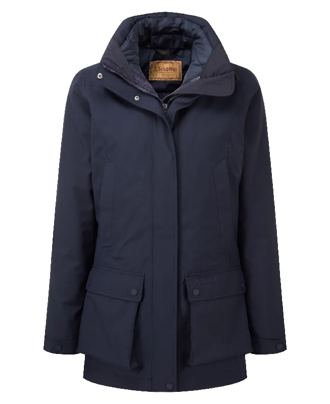 Uppingham 3 In 1 Coat - True Navy Square Neck One-Shoulder Off-the-Shoulder