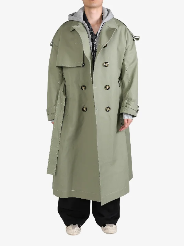 MERYLL ROGGE - Women Belt Bonded Trench Coat Parka Anorak Hoodie