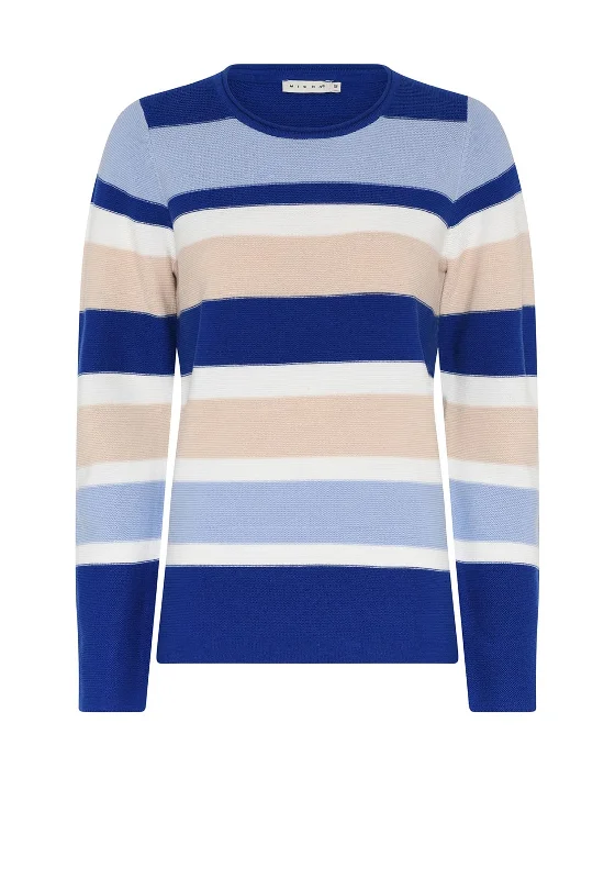 Micha Block Stripe Knit Sweater, Royal Blue Multi Terry Blend Velvet Blend Canvas Blend Micha Block Stripe Knit Sweater, Royal Blue Multi Terry Blend Velvet Blend Canvas Blend