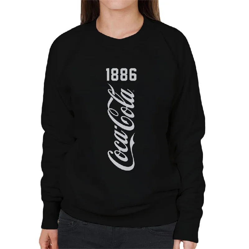 Coca Cola Vertical 1886 Women's Sweatshirt Cotton Hoodie Fleece Lining Warmth