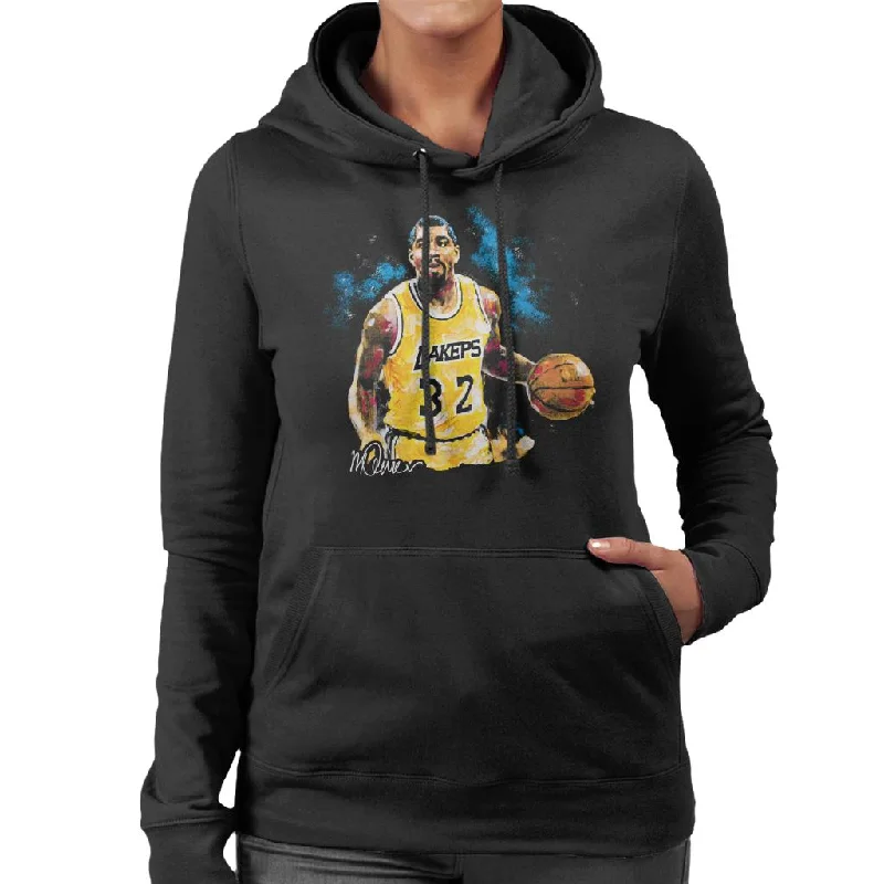 Sidney Maurer Original Portrait Of Magic Johnson Lakers Women's Hooded Sweatshirt Hoodie with Lace Feminine Delicate