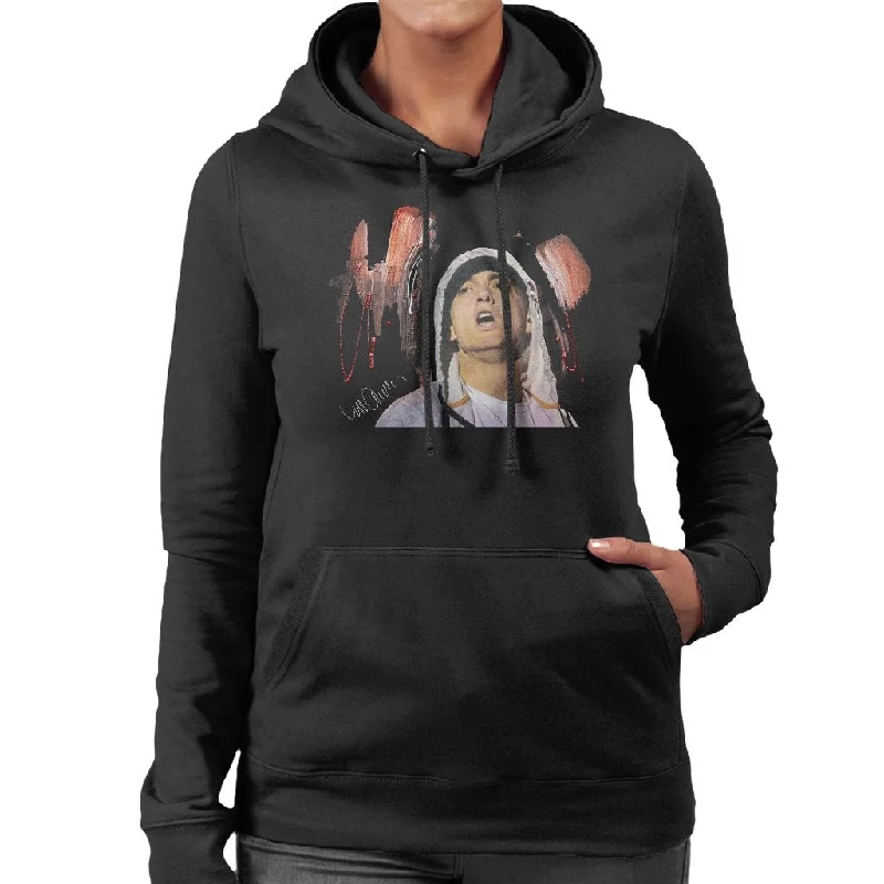 Sidney Maurer Original Portrait Of Eminem Women's Hooded Sweatshirt Hoodie with Tied Waist Feminine Flattering