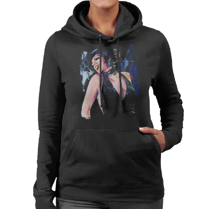 Sidney Maurer Original Portrait Of Liza Minnelli Cabaret Women's Hooded Sweatshirt Hoodie with Side Slits Relaxed Casual