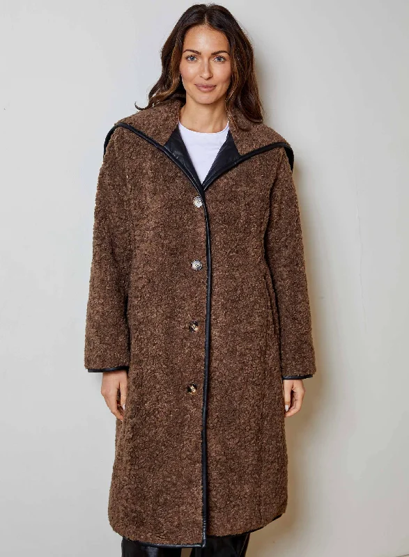 Trace Coat Umber Combo Houndstooth Jacket Shearling Jacket Fleece Jacket