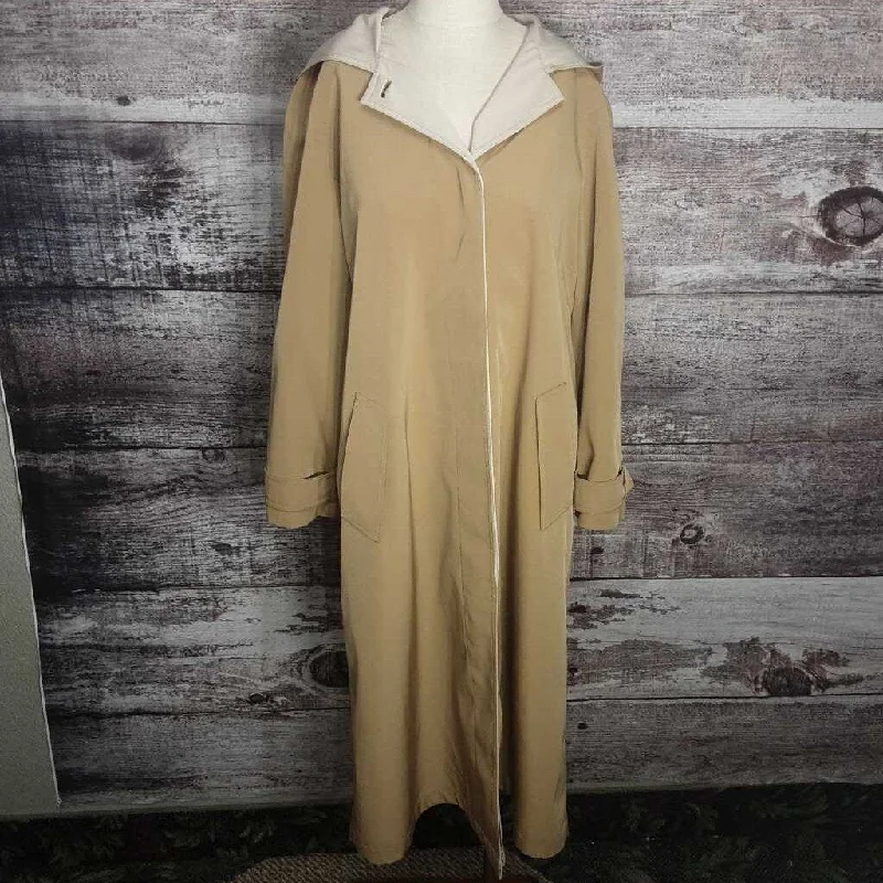 GALLERY OLIVE LONG RAIN COAT SIZE 6 TCC Nylon Polyester Spandex