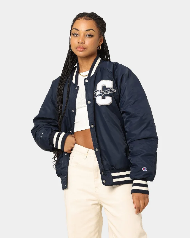 Champion Collegiate Heritage Letterman Jacket Navy Satin Jacket Silk Jacket Chiffon Jacket