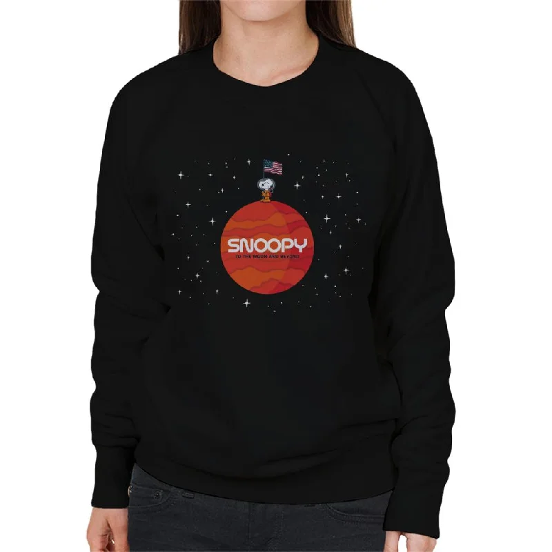 Peanuts Snoopy To The Moon And Beyond Women's Sweatshirt Hoodie with Typography Text Message