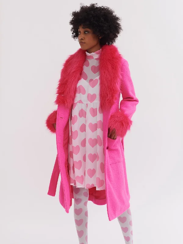 Lazy Oaf Pink Lady Coat Elasticated Drawstring Belted