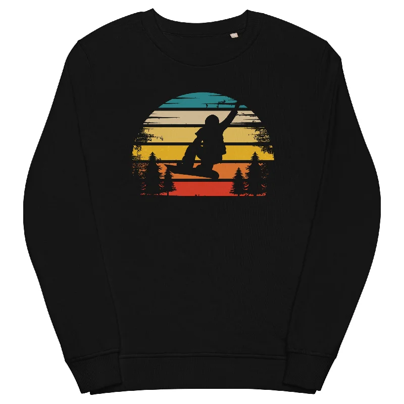 Retro Sonne und Snowboarding - Unisex Premium Organic Sweatshirt Hoodie with Rhinestones Sparkly Elegant