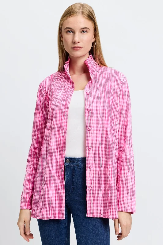 Carolina Crinkle Mini Gingham Shirt Jacket Faux Fur Jacket Real Fur Jacket Shearling Jacket