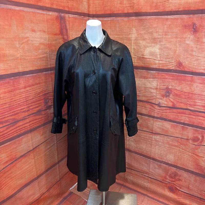 VNTG GEORGETOWN LEATHER DESIGN BLACK LEATHER COAT SIZE SMALL TCC Stand-Up Roll-Neck Turtle