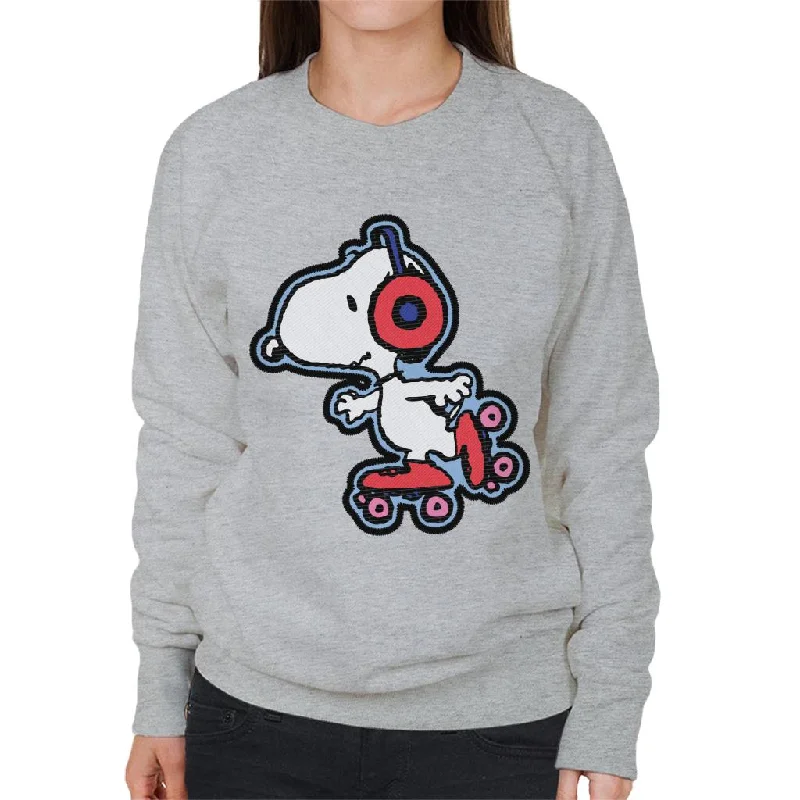 Peanuts Snoopy Skating To Music Women's Sweatshirt Hoodie with Full-Zip Functional Layering