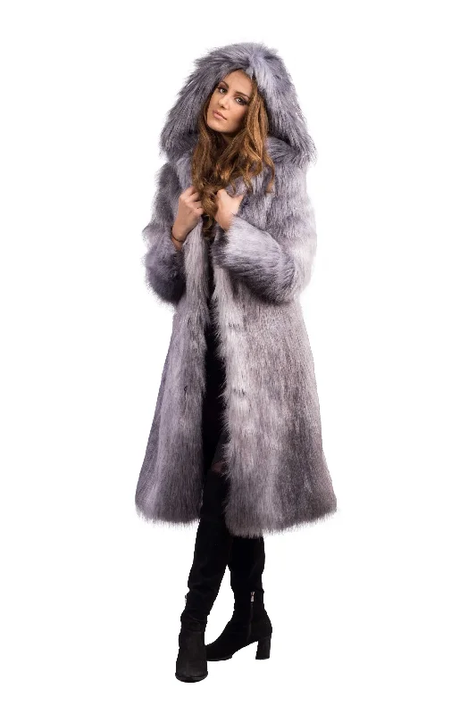 Women's Playa Coat in "Silvery Fox Tail" Parka Anorak Hoodie