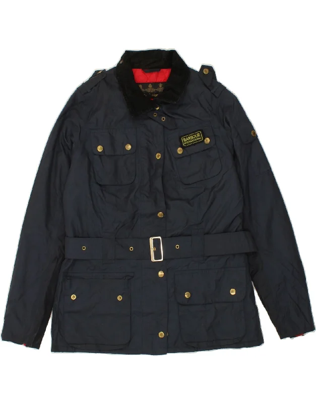 BARBOUR Womens Military Jacket UK 12 Medium Navy Blue Polyester Jersey Jacket Tulle Jacket Batik Jacket