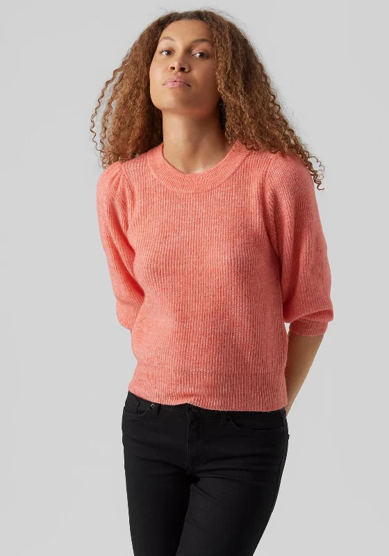 Vero Moda Three Quarter Sleeve Jumper, Georgia Peach Wool Fabric Cashmere Fabric Tweed Fabric Vero Moda Three Quarter Sleeve Jumper, Georgia Peach Wool Fabric Cashmere Fabric Tweed Fabric