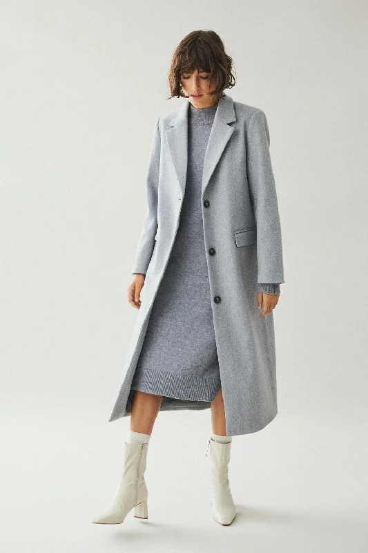 VISOLO Coat - Medium Grey Melange Trench Wool Cashmere