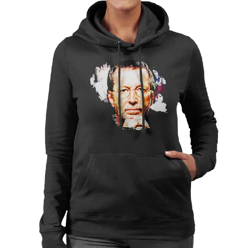 Sidney Maurer Original Portrait Of Eric Clapton Women's Hooded Sweatshirt Hoodie with Hood Adjustable Protection