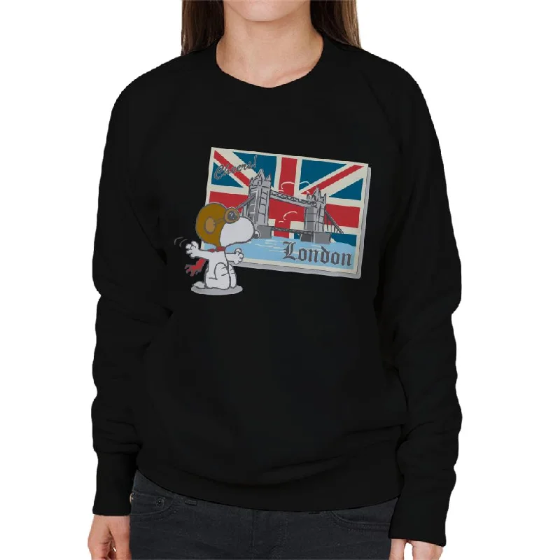 Peanuts Snoopy In London Women's Sweatshirt Hoodie with Contrast Stitching Detailed Premium