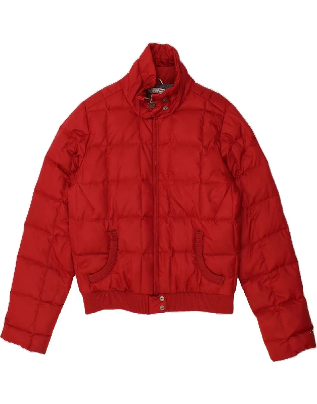 TOMMY HILFIGER Womens Padded Jacket UK 18 XL Red Nylon Toggled Jacket Drawstring Jacket Belted Jacket