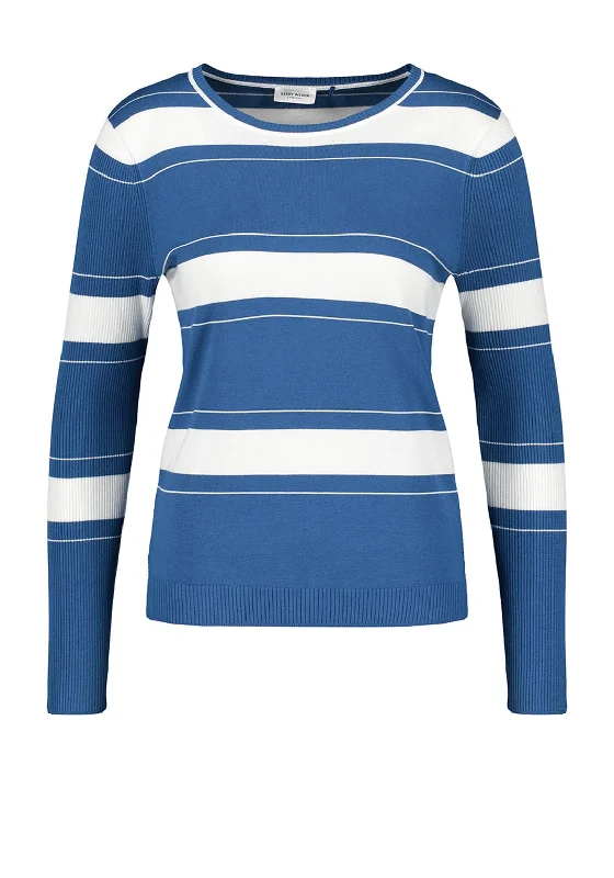 Gerry Weber Stripe Block Fine Sweater, Blue & White Fitted Loose Oversized