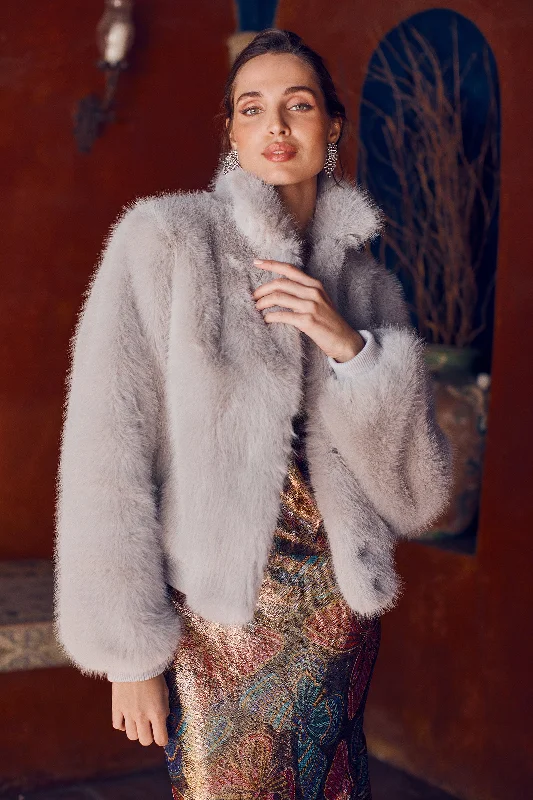 Morris Short Faux Fur Coat Crew Neck V-Neck Boat Neck