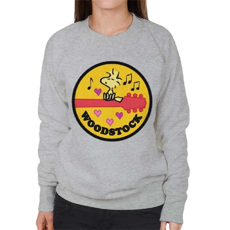 Peanuts Woodstock Perched On A Guitar Women's Sweatshirt Hoodie with Belted Waist Structured Tailored