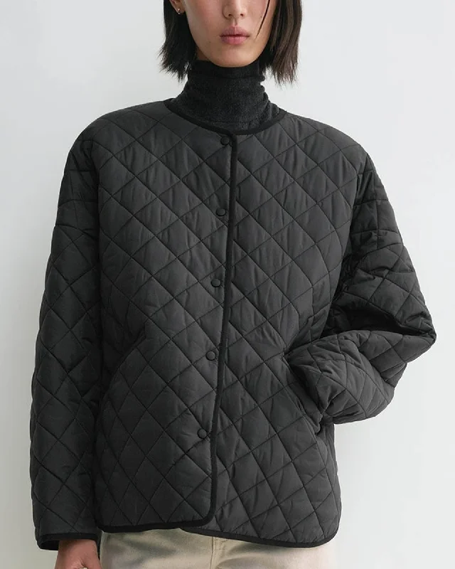 Quilted Jacket Stand-Up Collar Roll-Neck Collar Turtle Neck